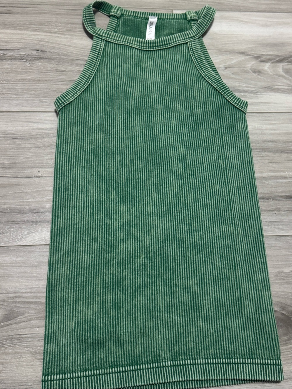Zenana Outfitters Green Ribbed Halter Tank Dress